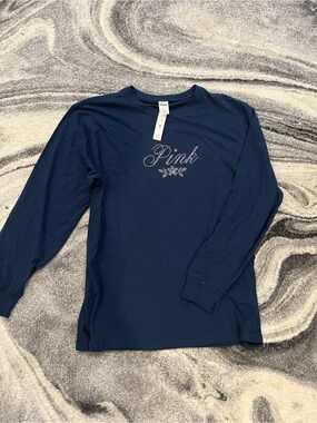 New Victoria’s Secret Pink tee  (S) Pull Over Logo Bling Blue